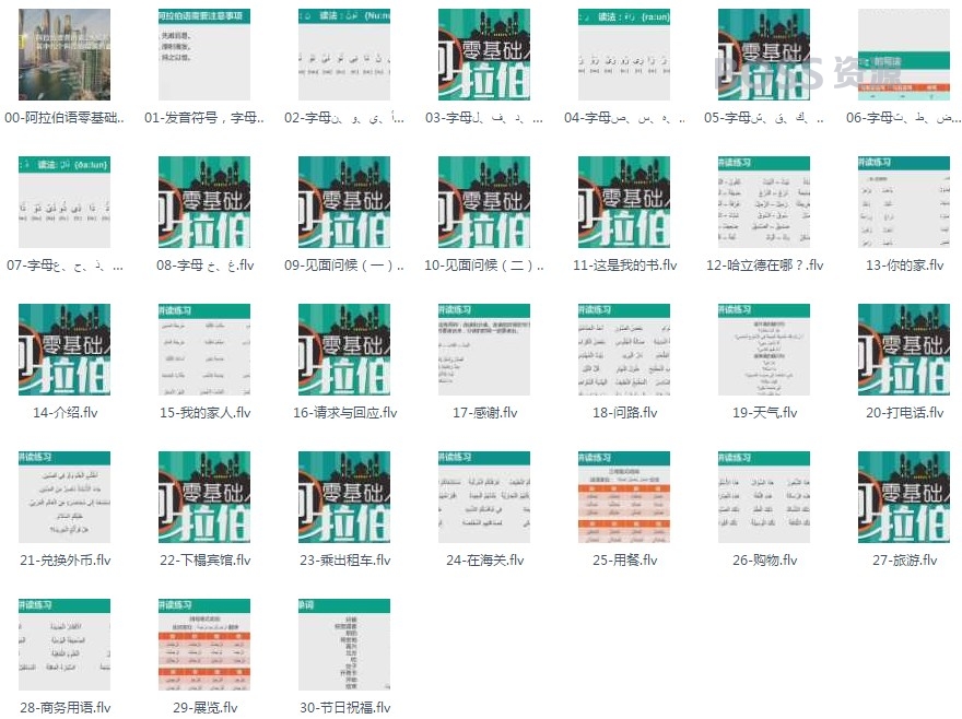 阿拉伯语视频教程 零基础阿拉伯语自学入门全套学习资料教材